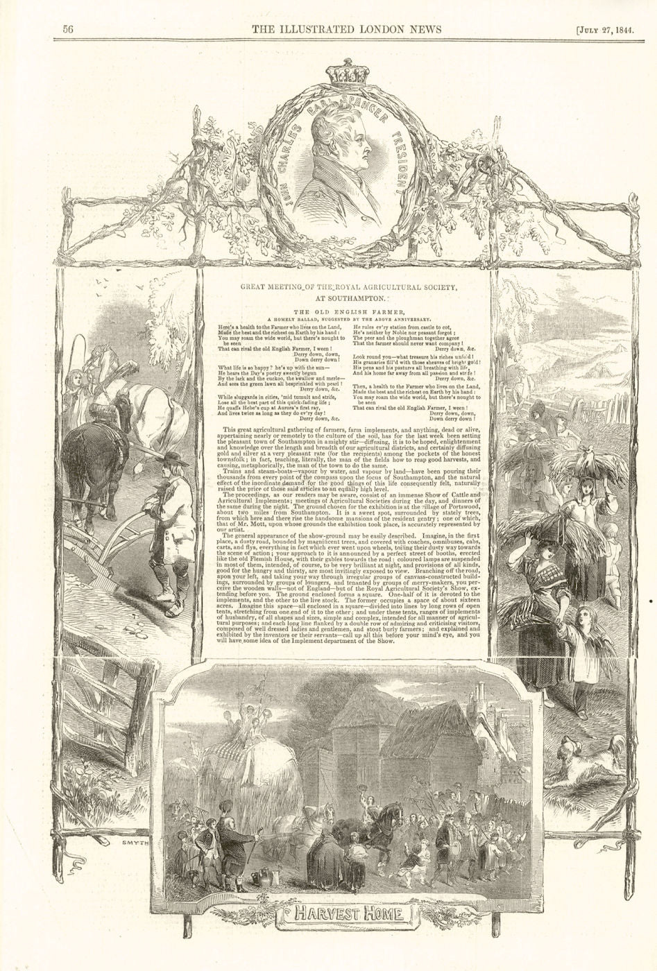 Royal Agricultural Society meet at Southampton. Harvest Home. Hampshire 1844